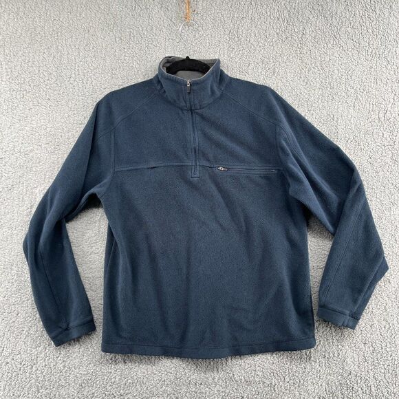 LL Bean Fleece Sweater Mens Small Quarter Zip Pullover Sweatshirt Blue Cozy Late - Picture 2 of 13
